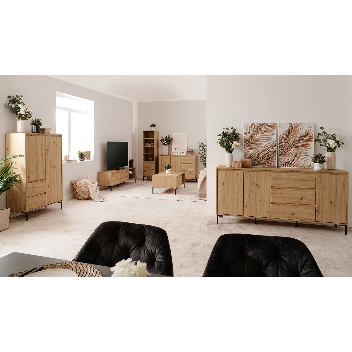 Loftscape TV-Lowboard Brochet - Eiche Dekor / Schwarz 4 Loftscape TV-Lowboard Brochet - Eiche Dekor / Schwarz – Bild 4