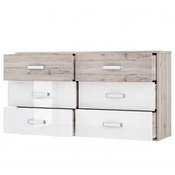 Loftscape Kommode Asperen - Sandeiche Dekor / Hochglanz Weiß - Breite: 150 cm -Wohnzimmermöbel boutique en ligne 1000363098 220825 030 DETAILS P000000001000363098