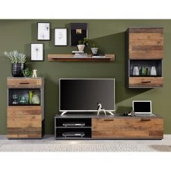 Trendteam Wohnwand Mango (4-teilig) - Altholz Dekor / Anthrazit