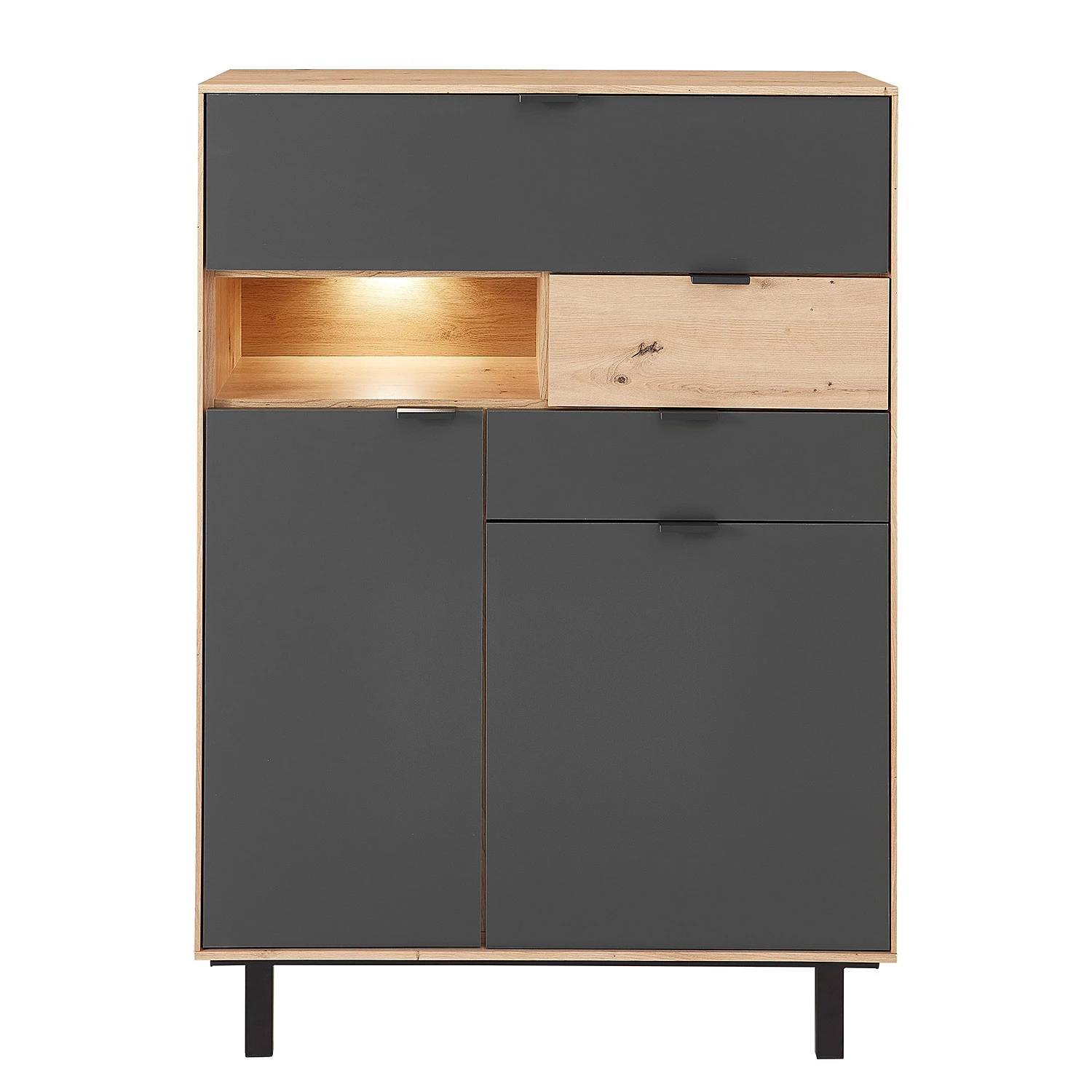 Fashion For Home Highboard Leox - Inkl. Beleuchtung - Graphit / Eiche Artisan Dekor 2 Fashion For Home Highboard Leox - Inkl. Beleuchtung - Graphit / Eiche Artisan Dekor – Bild 2