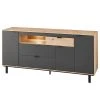 Fashion For Home Sideboard Leox - Inkl. Beleuchtung - Graphit / Eiche Artisan Dekor