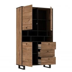 Red Living Highboard Trylith - Eiche Rustikal Dekor / Schwarz -Wohnzimmermöbel boutique en ligne 1000364610 220719 035 DETAILS P000000001000364610