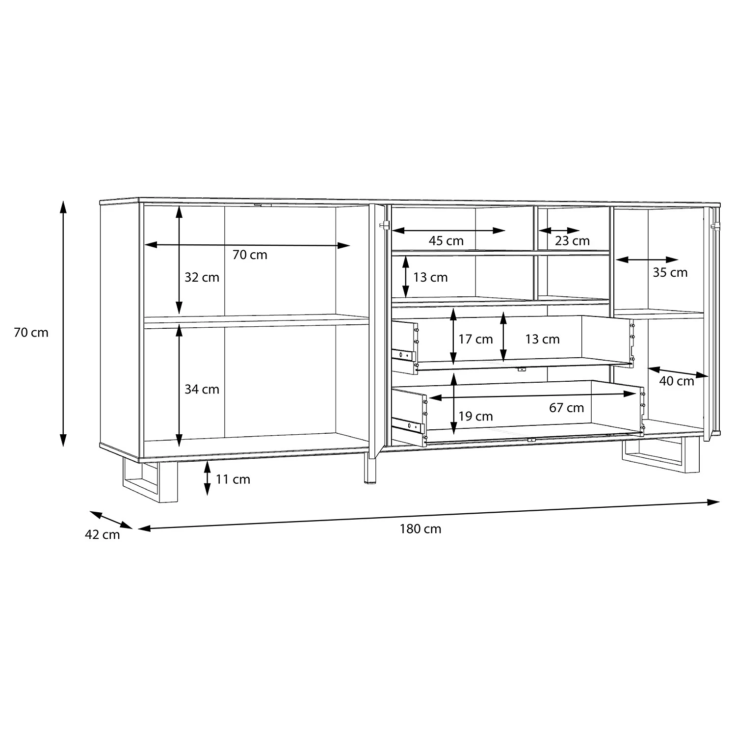 Red Living Sideboard Trylith I - Eiche Rustikal Dekor / Schwarz 15 Red Living Sideboard Trylith I - Eiche Rustikal Dekor / Schwarz – Bild 15