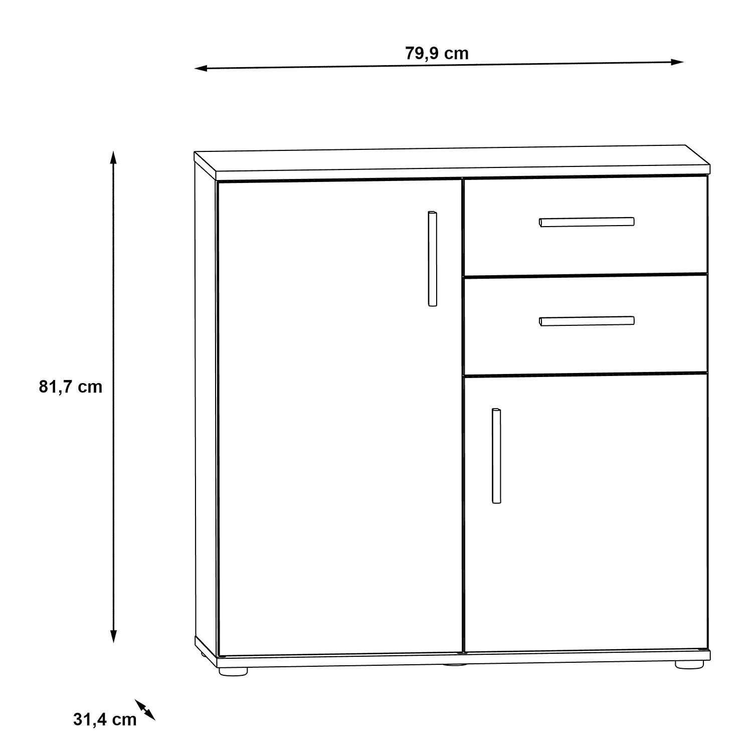 Loftscape Kommode Kiltealy I - Weiß / Eiche Sonoma Dekor 6 Loftscape Kommode Kiltealy I - Weiß / Eiche Sonoma Dekor – Bild 6
