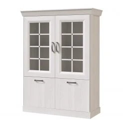 Ridgevalley Vitrinenschrank Boolamore I - Kiefer Weiß Dekor