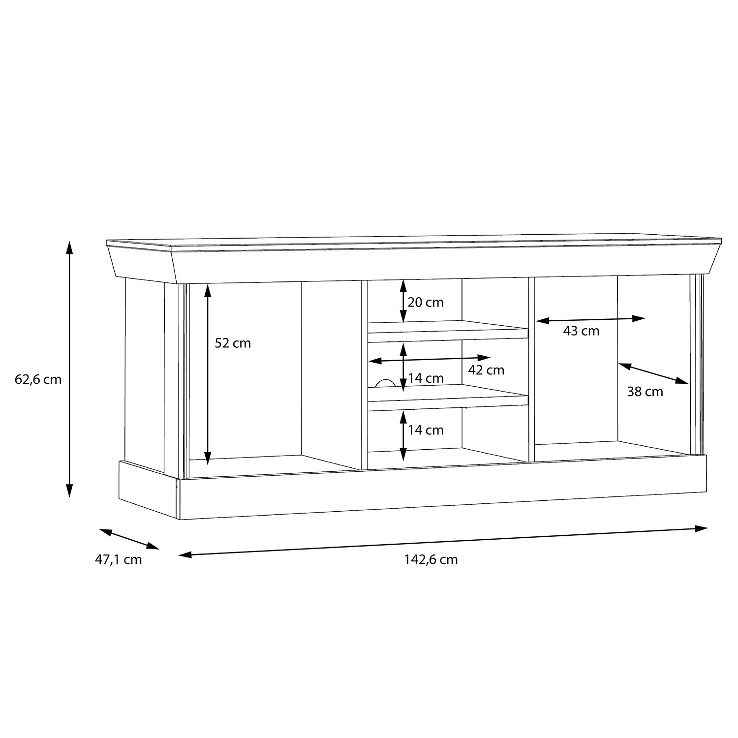 Ridgevalley TV-Lowboard Boolamore - Kiefer Weiß Dekor 7 Ridgevalley TV-Lowboard Boolamore - Kiefer Weiß Dekor – Bild 7