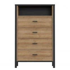 Red Living Kommode Kasala III - Eiche Riviera Dekor / Schwarz -Wohnzimmermöbel boutique en ligne 1000364907 220722 030 DETAILS P000000001000364907