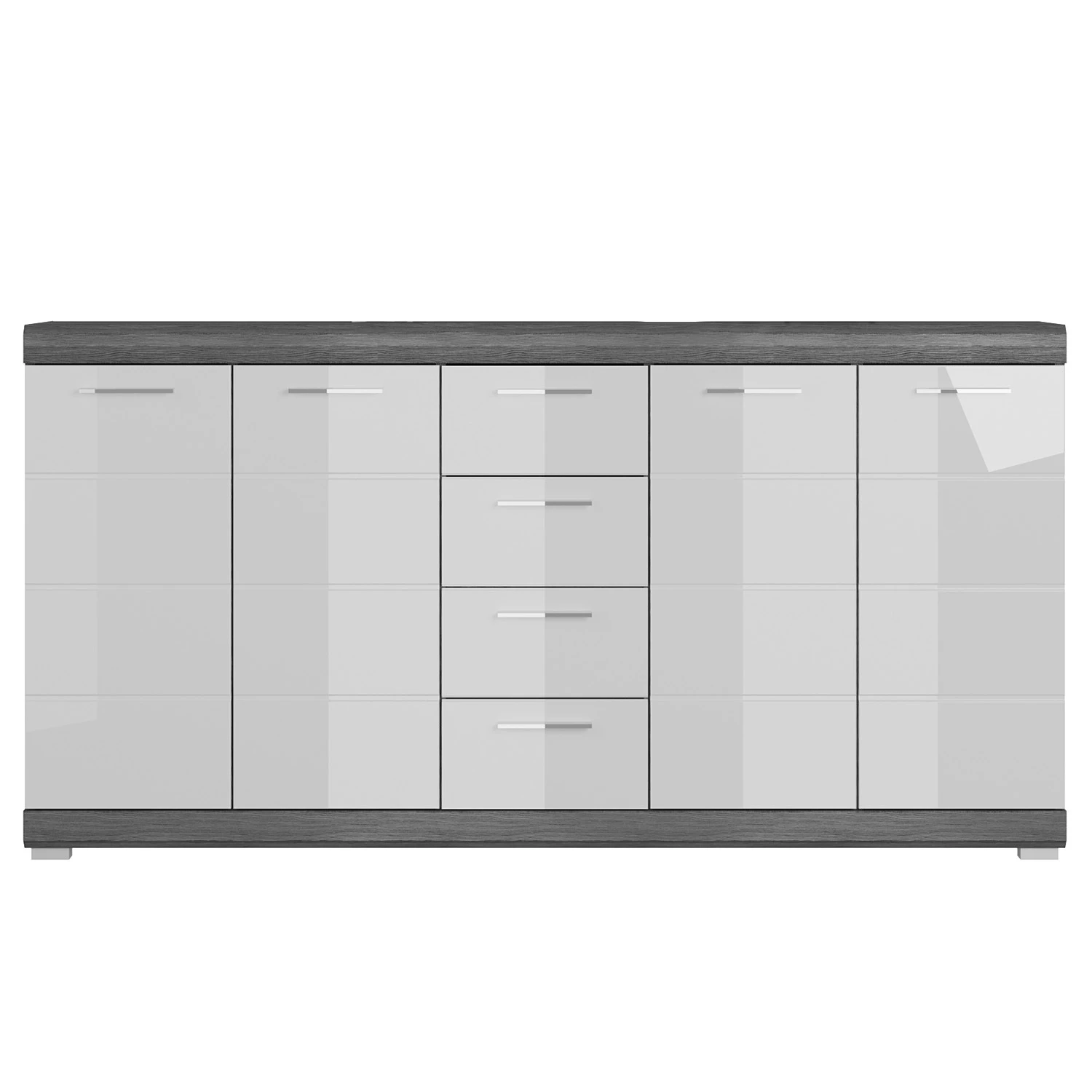 Loftscape Kommode Sarai IV - Hochglanz Weiß / Eiche Grau Dekor 3 Loftscape Kommode Sarai IV - Hochglanz Weiß / Eiche Grau Dekor – Bild 3