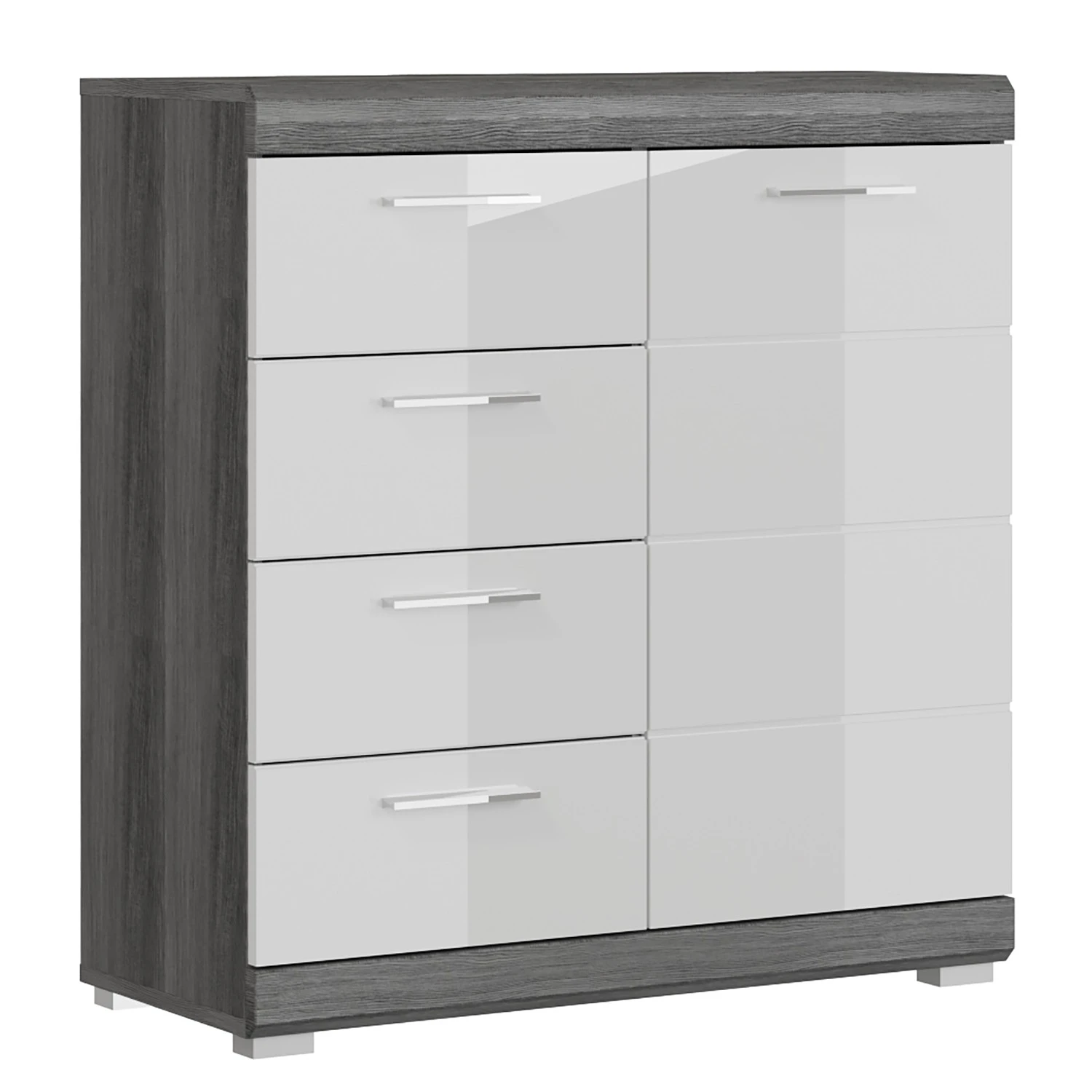 Loftscape Kommode Sarai II - Hochglanz Weiß / Eiche Grau Dekor 1 Loftscape Kommode Sarai II - Hochglanz Weiß / Eiche Grau Dekor