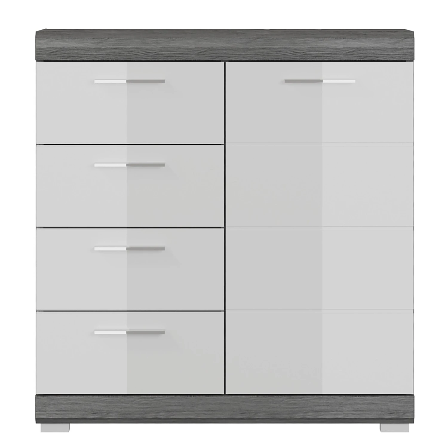 Loftscape Kommode Sarai II - Hochglanz Weiß / Eiche Grau Dekor 3 Loftscape Kommode Sarai II - Hochglanz Weiß / Eiche Grau Dekor – Bild 3