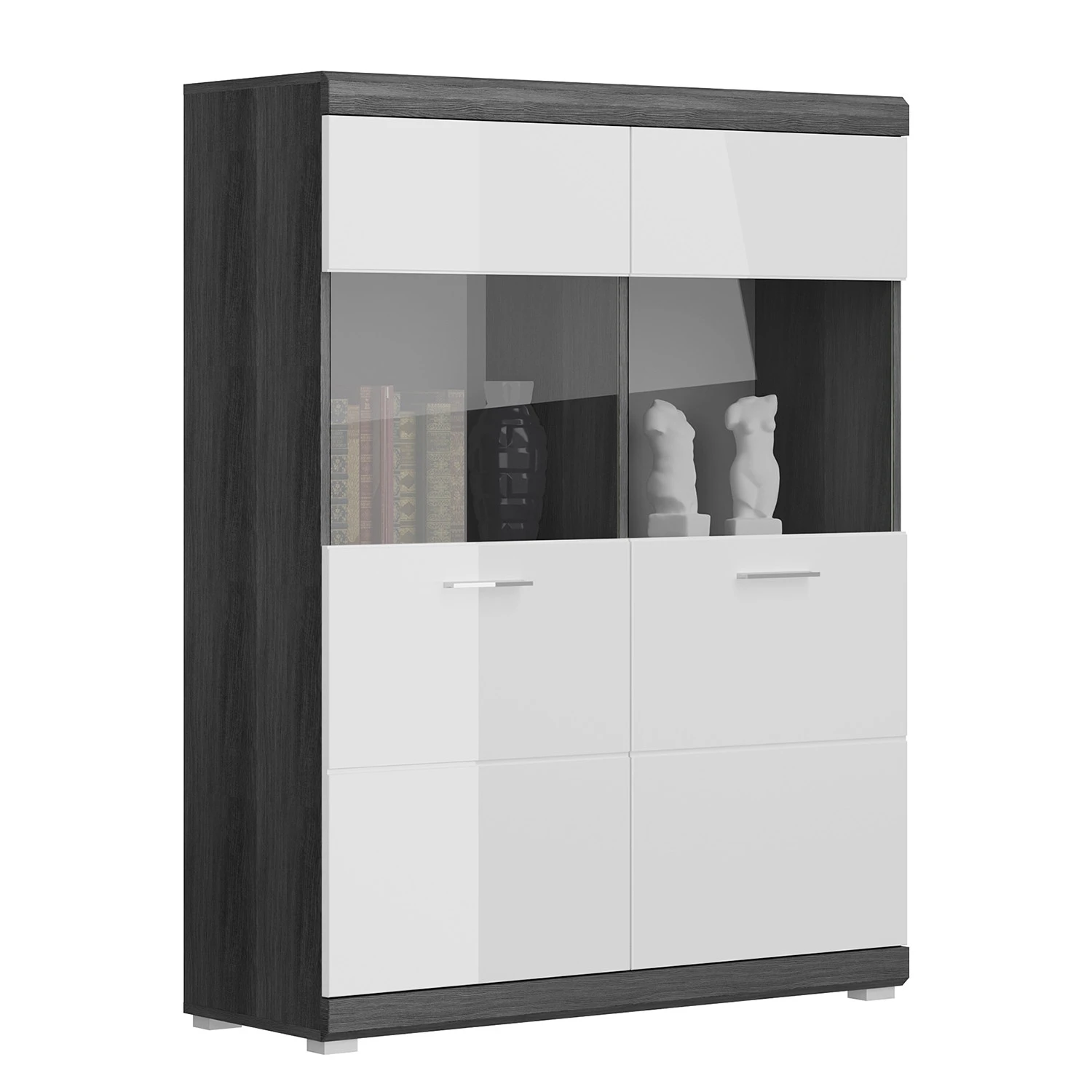 Loftscape Wohnwand Sarai I (4-teilig) - Hochglanz Weiß / Eiche Grau Dekor 7 Loftscape Wohnwand Sarai I (4-teilig) - Hochglanz Weiß / Eiche Grau Dekor – Bild 7