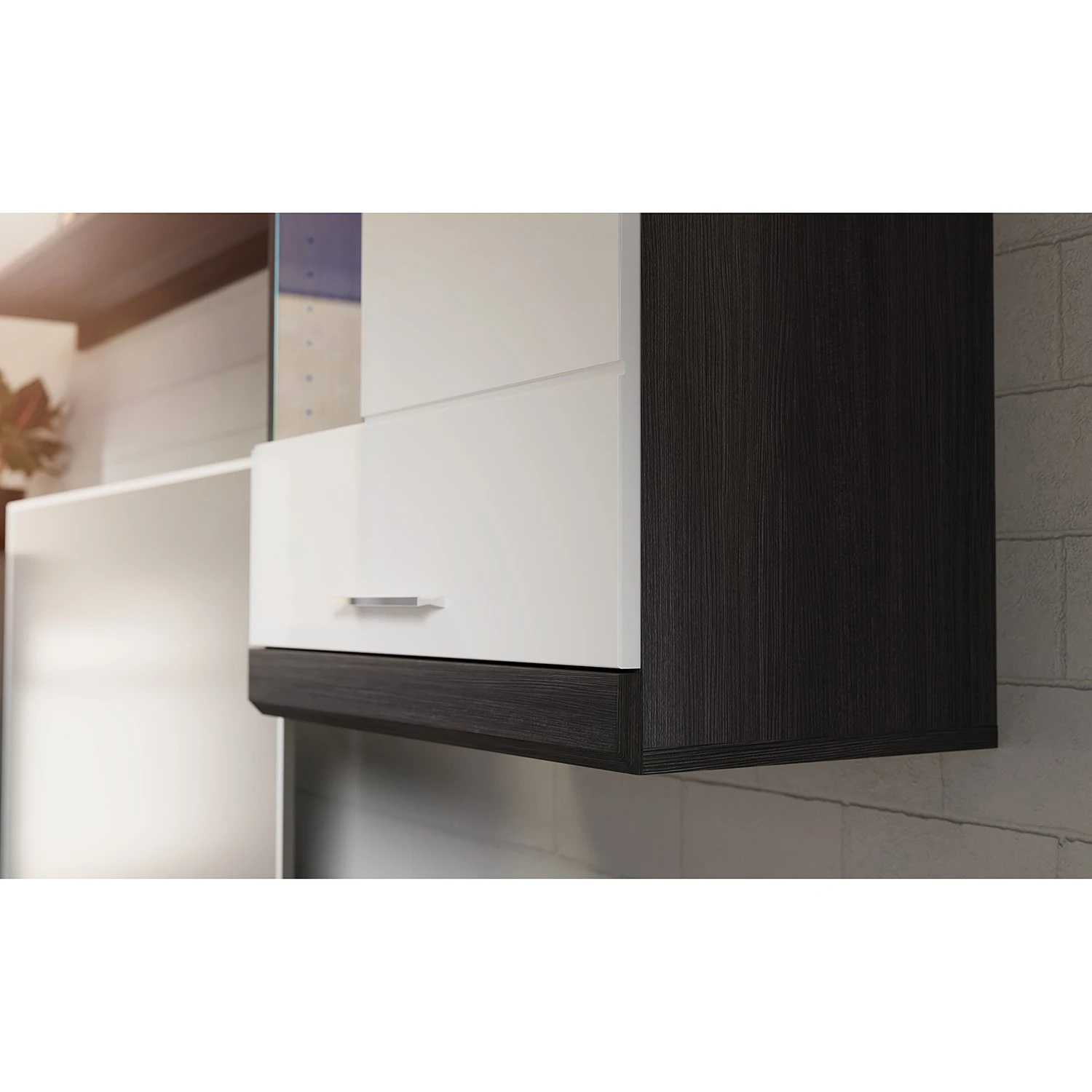 Loftscape Wohnwand Sarai IV (4-teilig) - Inkl. Beleuchtung - Hochglanz Weiß / Eiche Grau Dekor 7 Loftscape Wohnwand Sarai IV (4-teilig) - Inkl. Beleuchtung - Hochglanz Weiß / Eiche Grau Dekor – Bild 7