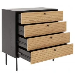 Butlers Kommode MODERNIST - Eichenfurnier / Aluminium - Schwarz / Natur -Wohnzimmermöbel boutique en ligne 1000365695 220728 030 DETAILS P000000001000365695