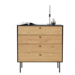 Butlers Kommode MODERNIST - Eichenfurnier / Aluminium - Schwarz / Natur -Wohnzimmermöbel boutique en ligne 1000365695 220728 040 DETAILS P000000001000365695