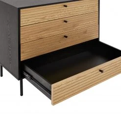 Butlers Kommode MODERNIST - Eichenfurnier / Aluminium - Schwarz / Natur -Wohnzimmermöbel boutique en ligne 1000365695 220728 070 DETAILS P000000001000365695