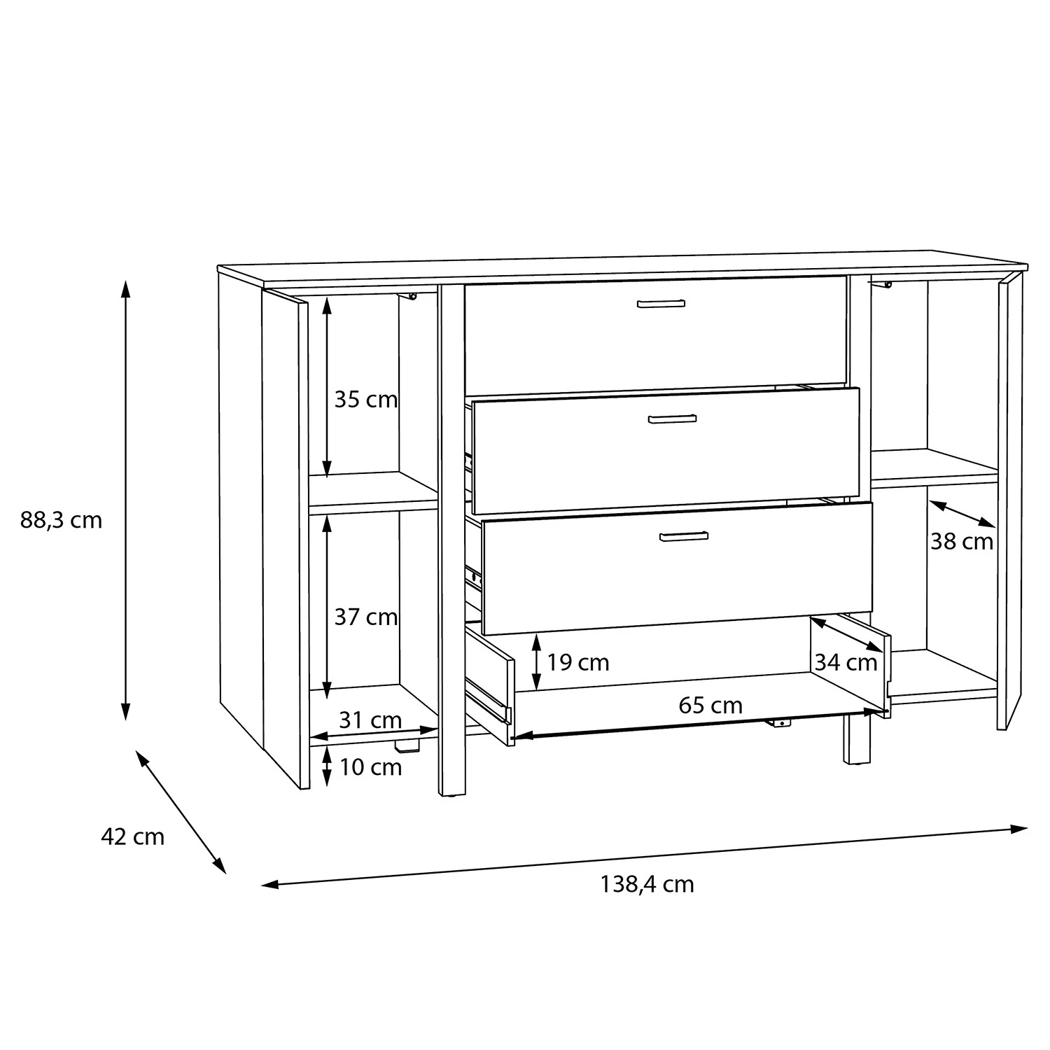 Loftscape Kommode Samtoge I - Bramberg Fichte Dekor / Uni Wolfram Dekor 9 Loftscape Kommode Samtoge I - Bramberg Fichte Dekor / Uni Wolfram Dekor – Bild 9