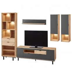 Fashion For Home Wohnwand Leox III (5-teilig) - Inkl. Beleuchtung - Graphit / Eiche Artisan Dekor