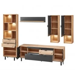 Fashion For Home Wohnwand Leox III (5-teilig) - Inkl. Beleuchtung - Graphit / Eiche Artisan Dekor -Wohnzimmermöbel boutique en ligne 1000366294 220816 035 DETAILS P000000001000366294