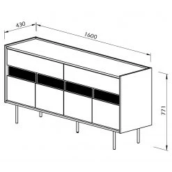 Temahome Sideboard Radio - Echtholzfurnier - Weiß / Walnuss -Wohnzimmermöbel boutique en ligne 1000366697 220906 500 SKETCH DETAILS P000000001000366697 sketch