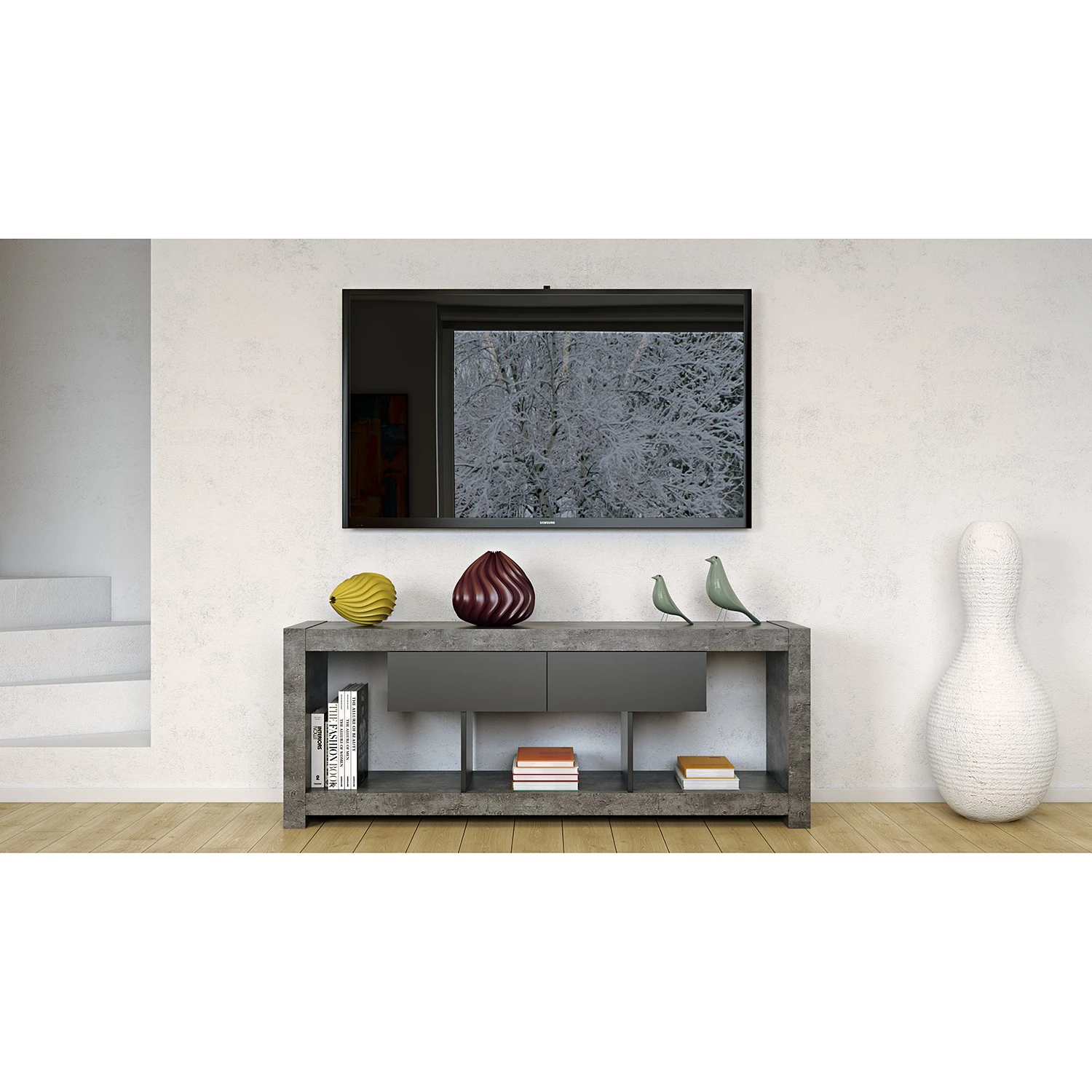 Temahome TV-Lowboard Nara - Beton Dekor / Schwarz 6 Temahome TV-Lowboard Nara - Beton Dekor / Schwarz – Bild 6