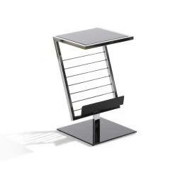 Home Design Beistelltisch Anka - Verchromter Vierkantstahl/Glas Schwarz lackiert -Wohnzimmermöbel boutique en ligne anka beistelltisch 1 1107101
