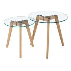 Mørteens Beistelltisch Forsby (2-teilig) - Glas / Eiche massiv