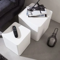 Fredriks Beistelltisch Square (2er-Set) - Hochglanz Weiß -Wohnzimmermöbel boutique en ligne beistelltisch square 2er set hochglanz weiss 4256124