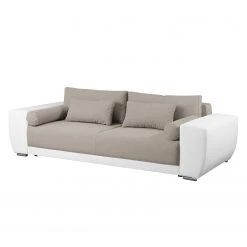 Roomscape Bigsofa Cubba (mit Schlaffunktion) - Kunstleder / Strukturstoff - Weiß / Cappuccino