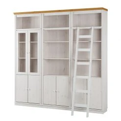 Maison Belfort Bücherwand Lillehammer V - Kiefer massiv - Kiefer Weiß / Kiefer Honig