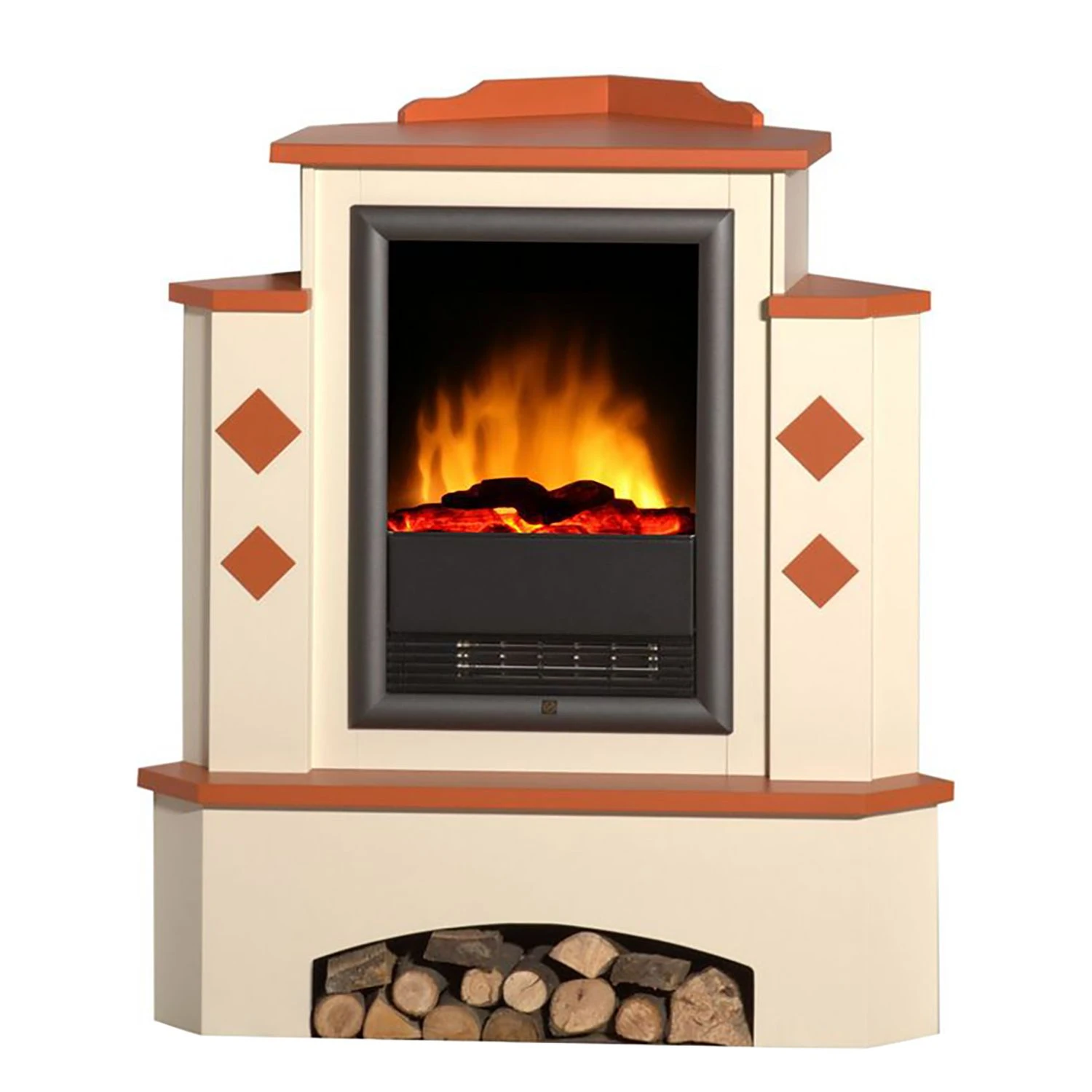 Montreux Elektro-Eckkamin Calabria - Cremeweiß / Terrakotta 1 Montreux Elektro-Eckkamin Calabria - Cremeweiß / Terrakotta