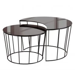 Fredriks Couchtisch Koga II (2er-Set) - Glas / Metall - Bronze / Schwarz