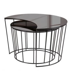 Fredriks Couchtisch Koga II (2er-Set) - Glas / Metall - Bronze / Schwarz -Wohnzimmermöbel boutique en ligne couchtisch koga ii 2 teilig glas metall bronze schwarz 4700680