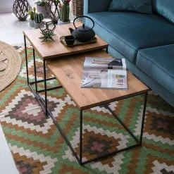 Ars manufacti Couchtisch Minneola (2-teilig) - Eiche massiv / Metall - Eiche -Wohnzimmermöbel boutique en ligne couchtisch minneola 2 teilig eiche massiv metall eiche 4774780