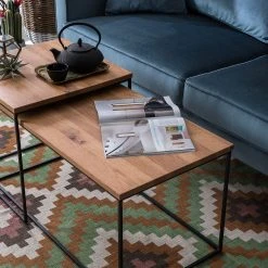 Ars manufacti Couchtisch Minneola (2-teilig) - Eiche massiv / Metall - Eiche -Wohnzimmermöbel boutique en ligne couchtisch minneola 2 teilig eiche massiv metall eiche 4774788