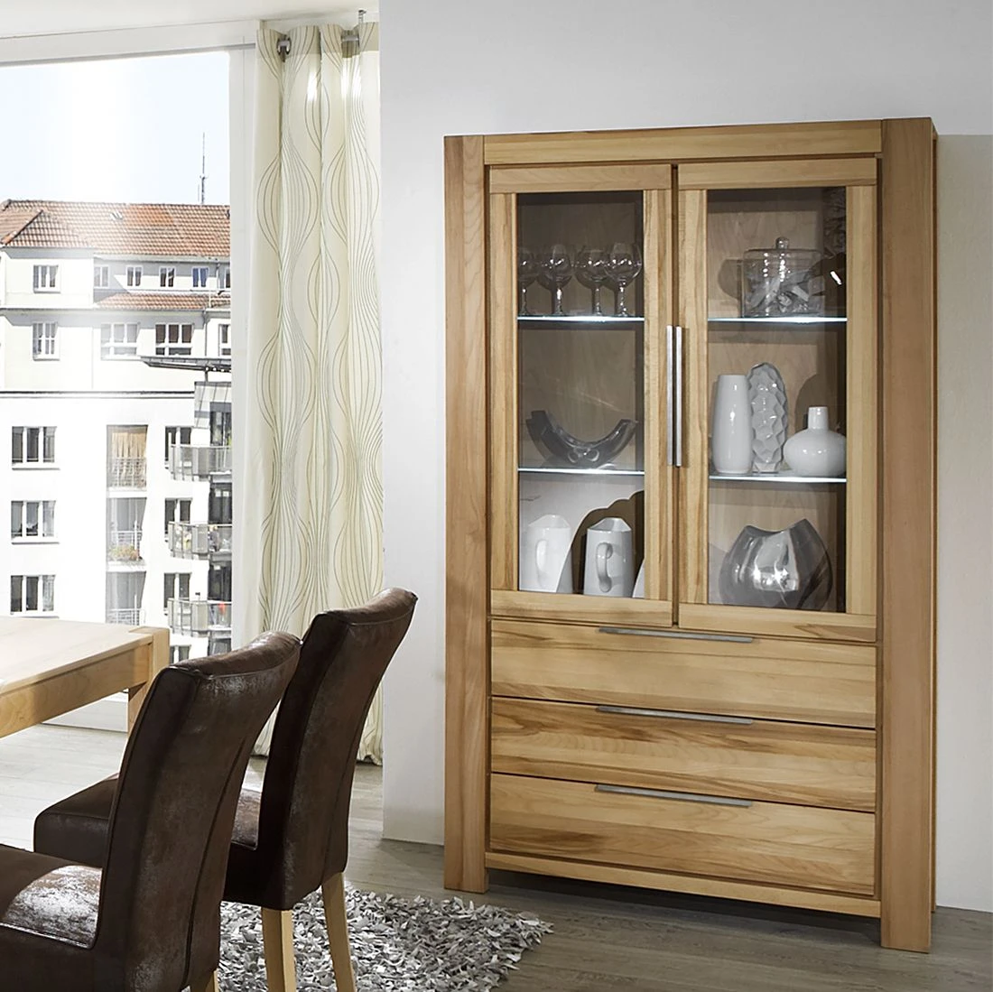 Ars Natura Vitrine Pia II - Kernbuche massiv - Geölt 2 Ars Natura Vitrine Pia II - Kernbuche massiv - Geölt – Bild 2