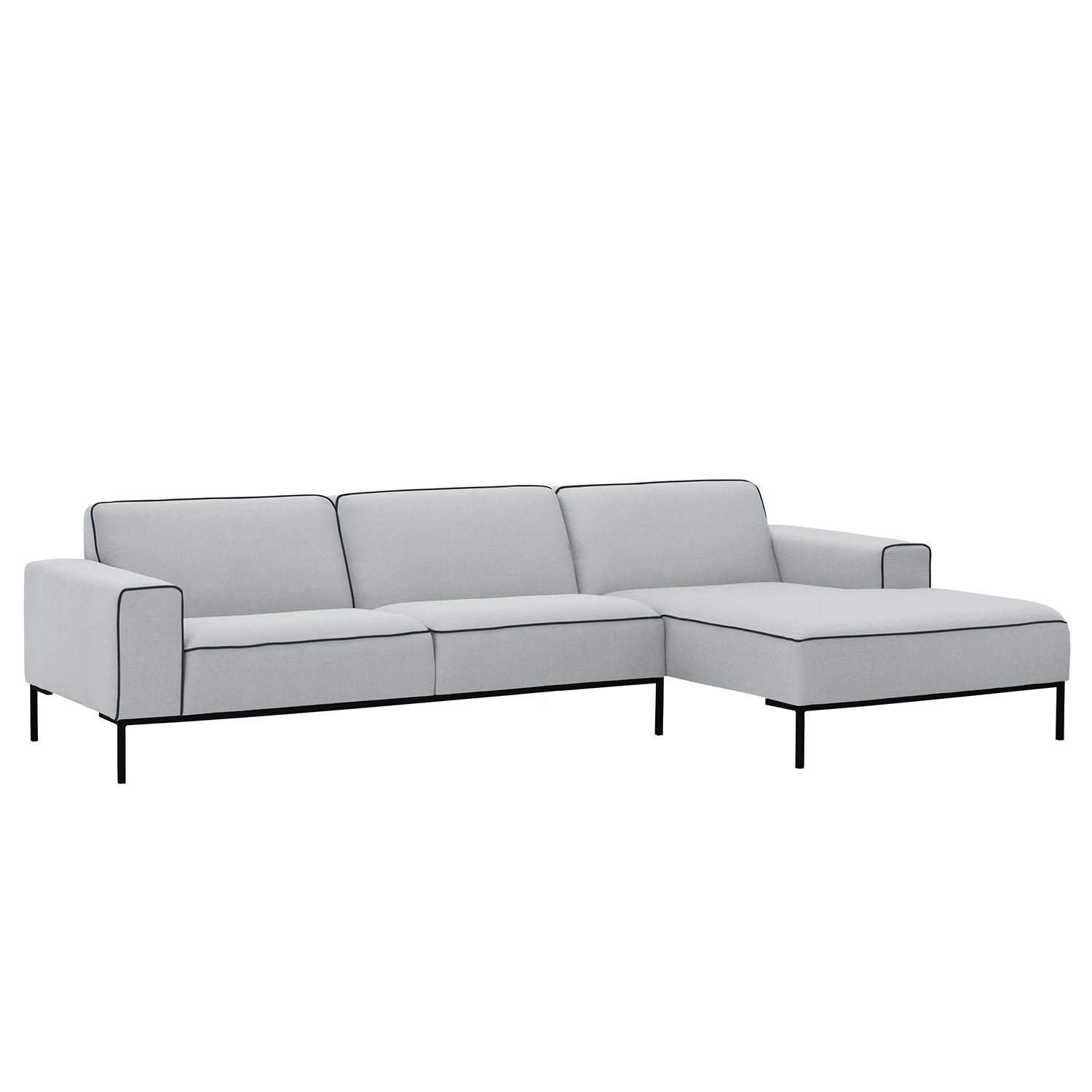Studio Copenhagen Ecksofa Ampio Duo II Webstoff - Stoff Floreana: Hellgrau - Longchair davorstehend rechts - Schwarz 1 Studio Copenhagen Ecksofa Ampio Duo II Webstoff - Stoff Floreana: Hellgrau - Longchair davorstehend rechts - Schwarz