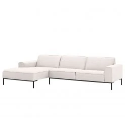 Studio Copenhagen Ecksofa Ampio II Webstoff - Stoff Floreana: Beige - Longchair davorstehend links - Schwarz