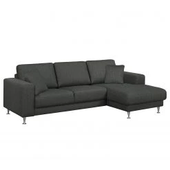 Fredriks Ecksofa Arietta II Strukturstoff - Anthrazit - Longchair davorstehend rechts