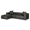 Loftscape Ecksofa Calli - Kunstleder Anthrazit - Longchair davorstehend links
