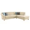 Ars Natura Ecksofa Cebu Webstoff - Creme - Ottomane davorstehend rechts - Keine Funktion
