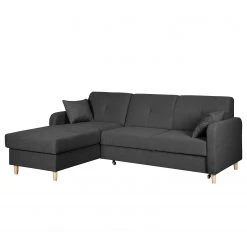 Mørteens Ecksofa Clintwood (mit Schlaffunktion) - Webstoff Longchair beidseitig montierbar - Dunkelgrau