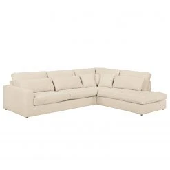 Naturoo Ecksofa Coolock Webstoff - Creme - Ottomane davorstehend rechts