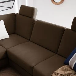 Ars Natura Ecksofa Davao - Braun - Ottomane davorstehend links -Wohnzimmermöbel boutique en ligne ecksofa davao microfaser ottomane davorstehend links mit schlaffunktion braun 4643528