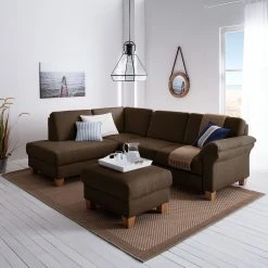 Ars Natura Ecksofa Davao - Braun - Ottomane davorstehend links -Wohnzimmermöbel boutique en ligne ecksofa davao microfaser ottomane davorstehend links ohne schlaffunktion braun 4643352