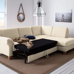 Ars Natura Ecksofa Davao - Microfaser -Wohnzimmermöbel boutique en ligne ecksofa davao microfaser ottomane davorstehend rechts mit schlaffunktion creme 4643600