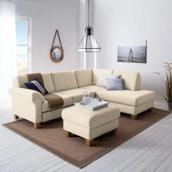 Ars Natura Ecksofa Davao - Microfaser -Wohnzimmermöbel boutique en ligne ecksofa davao microfaser ottomane davorstehend rechts ohne schlaffunktion creme 4643456 1