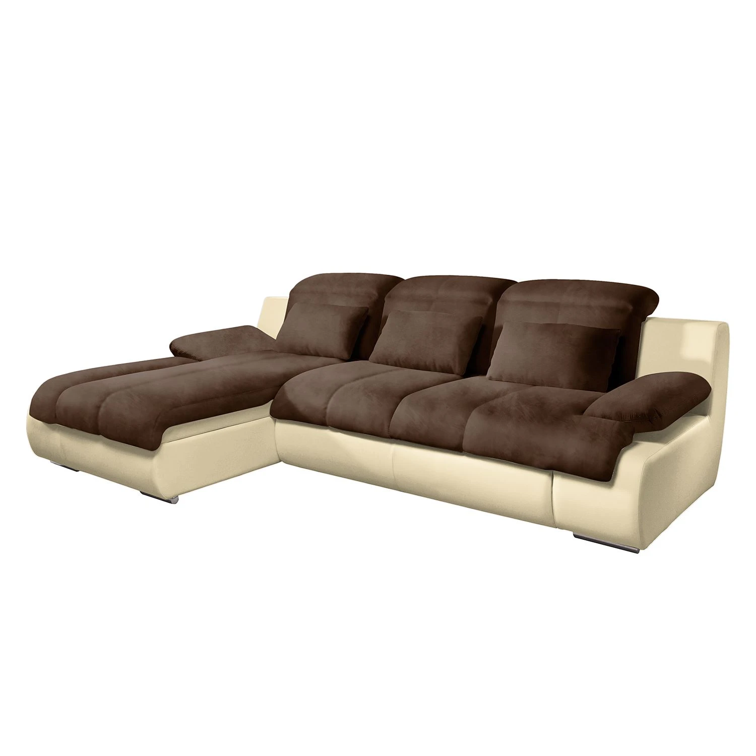 Cotta Ecksofa Delsbo Kunstleder / Microfaser - Creme / Braun - Longchair davorstehend links 1 Cotta Ecksofa Delsbo Kunstleder / Microfaser - Creme / Braun - Longchair davorstehend links