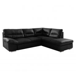 Cotta Ecksofa Doug - Echtleder Ramsa: Schwarz - Ottomane davorstehend rechts