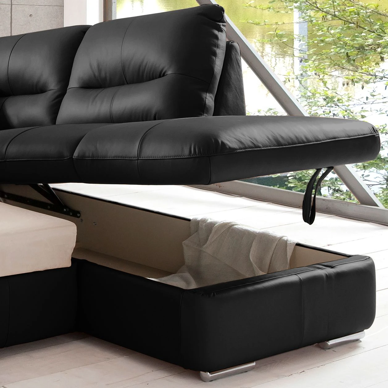 Cotta Ecksofa Doug - Echtleder Ramsa: Schwarz - Ottomane davorstehend rechts 6 Cotta Ecksofa Doug - Echtleder Ramsa: Schwarz - Ottomane davorstehend rechts – Bild 6