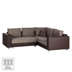 Fredriks Ecksofa Dublin I (mit Schlaffunktion) - Kunstleder/Strukturstoff - Dunkelbraun / Cappuccino - Breite: 254 cm